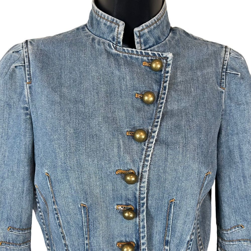 Marc Jacobs Military Style Cropped Peplum Denim Jacket - Picture 3 of 12